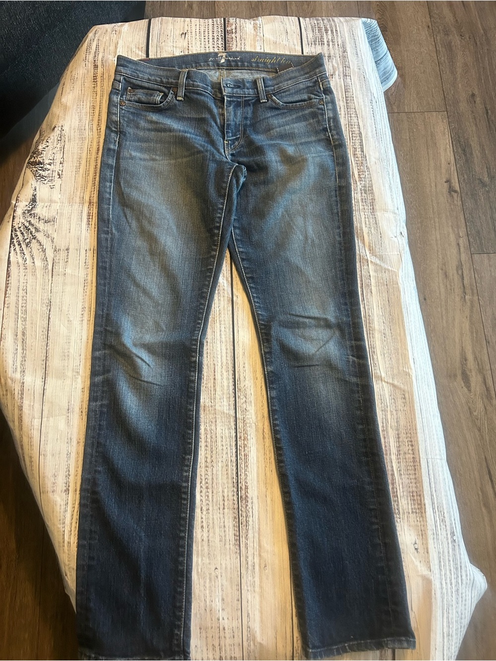 7 For All Mankind Women's Dark Blue Straight Leg Jeans